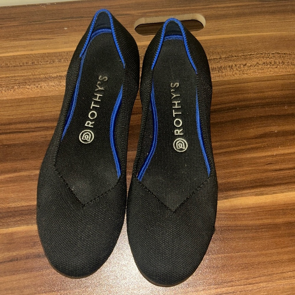 ROTHY'S The Flats Loafer Shoes Blue Black Women Size 9.5 Fabric Comfort Slip On